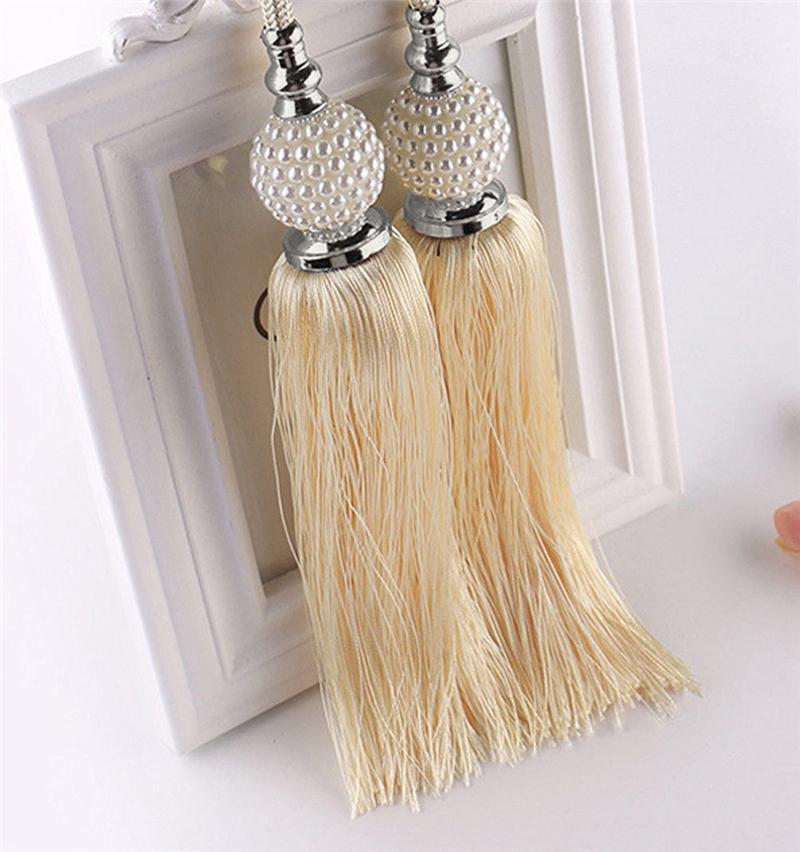 1PCS Chinese Classical Style pearl Double Ball Curtain Hanging Ball Tassel Binding Rope Curtain Decoration