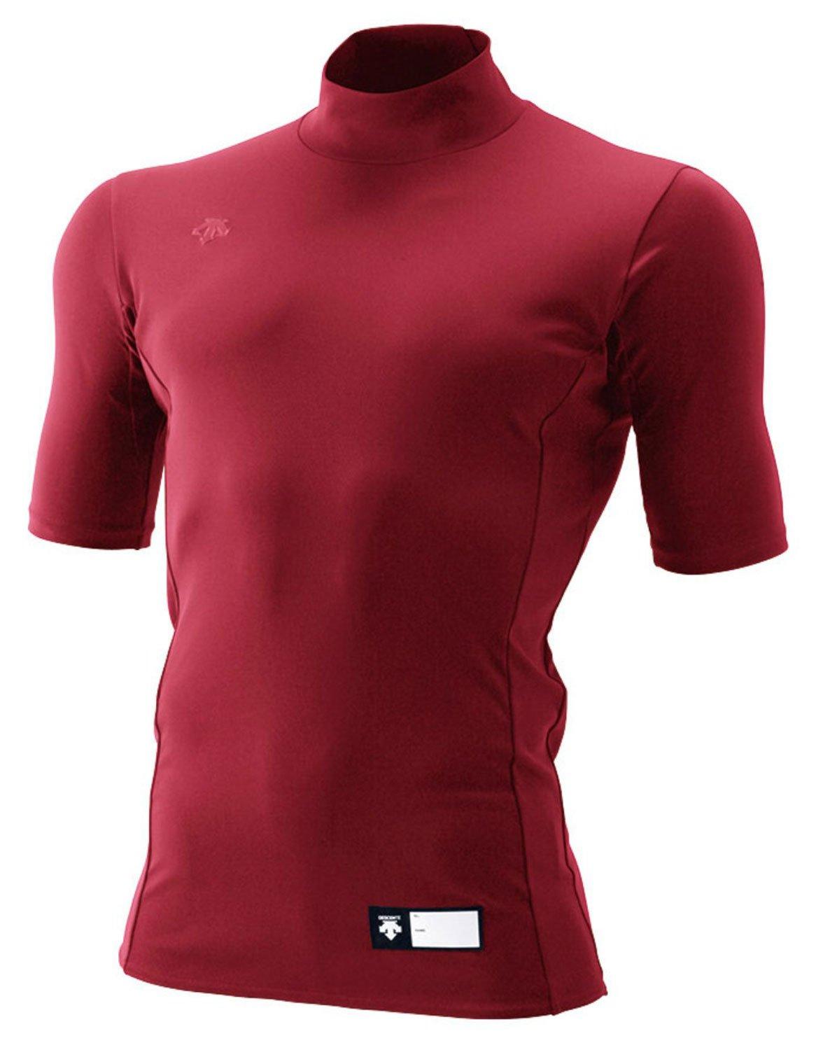 

DESCENTE Бейсбольная высокая короткая футболка с коротким рукавом, свободного кроя, STD705, Поддева, Шея, Рукав, Посадка, Бордовый, O,