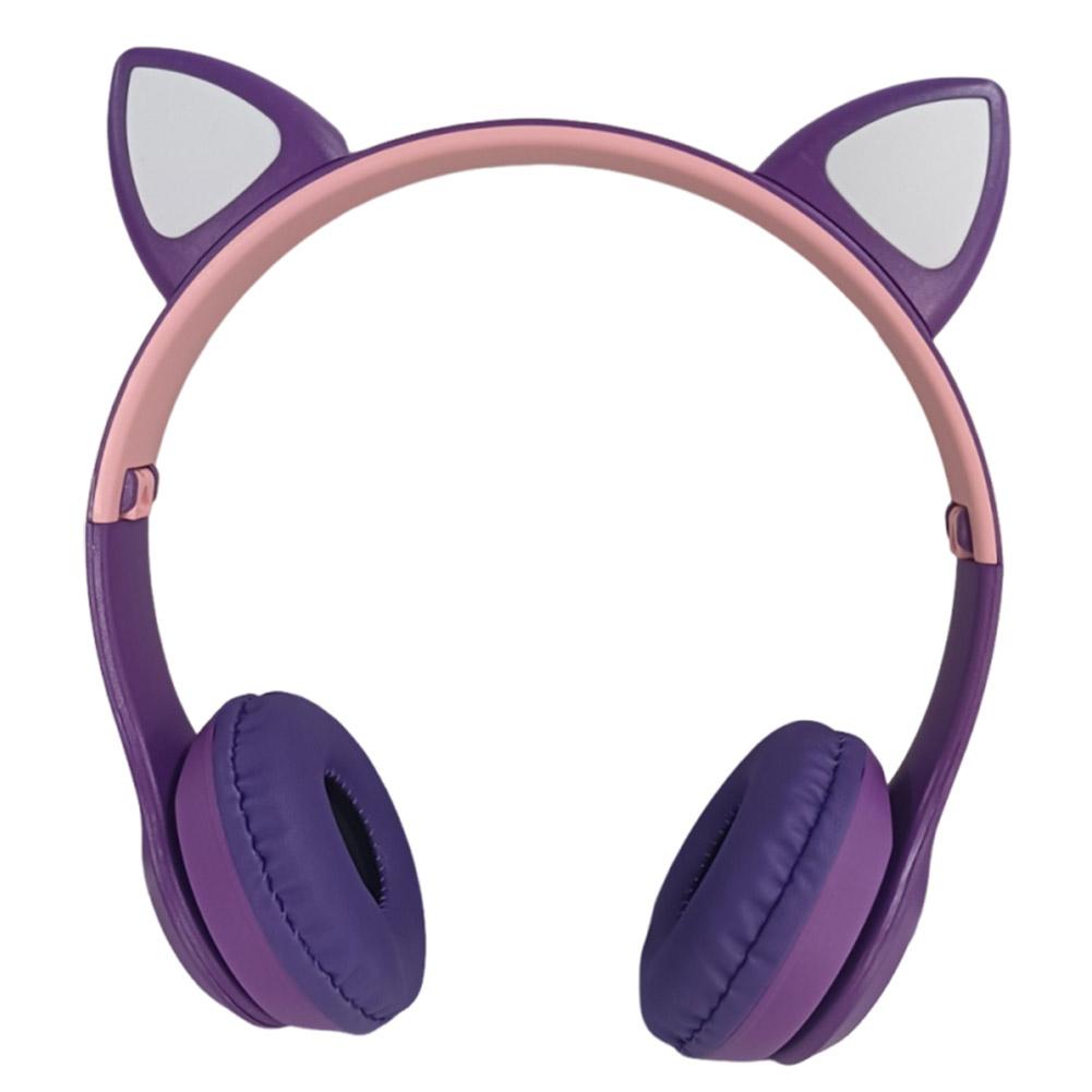 New Flash Light Cute Cat Ear Bluetooth Headphones RGB LED Stereo Music Foldable Wireless Headsets With Mic For Kids Girls Gifts