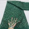 5 Yards Latest African Sequins Lace Fabric High Quality Lace Embroidery Beaded Mesh Fabric for Women Wedding Party Dress