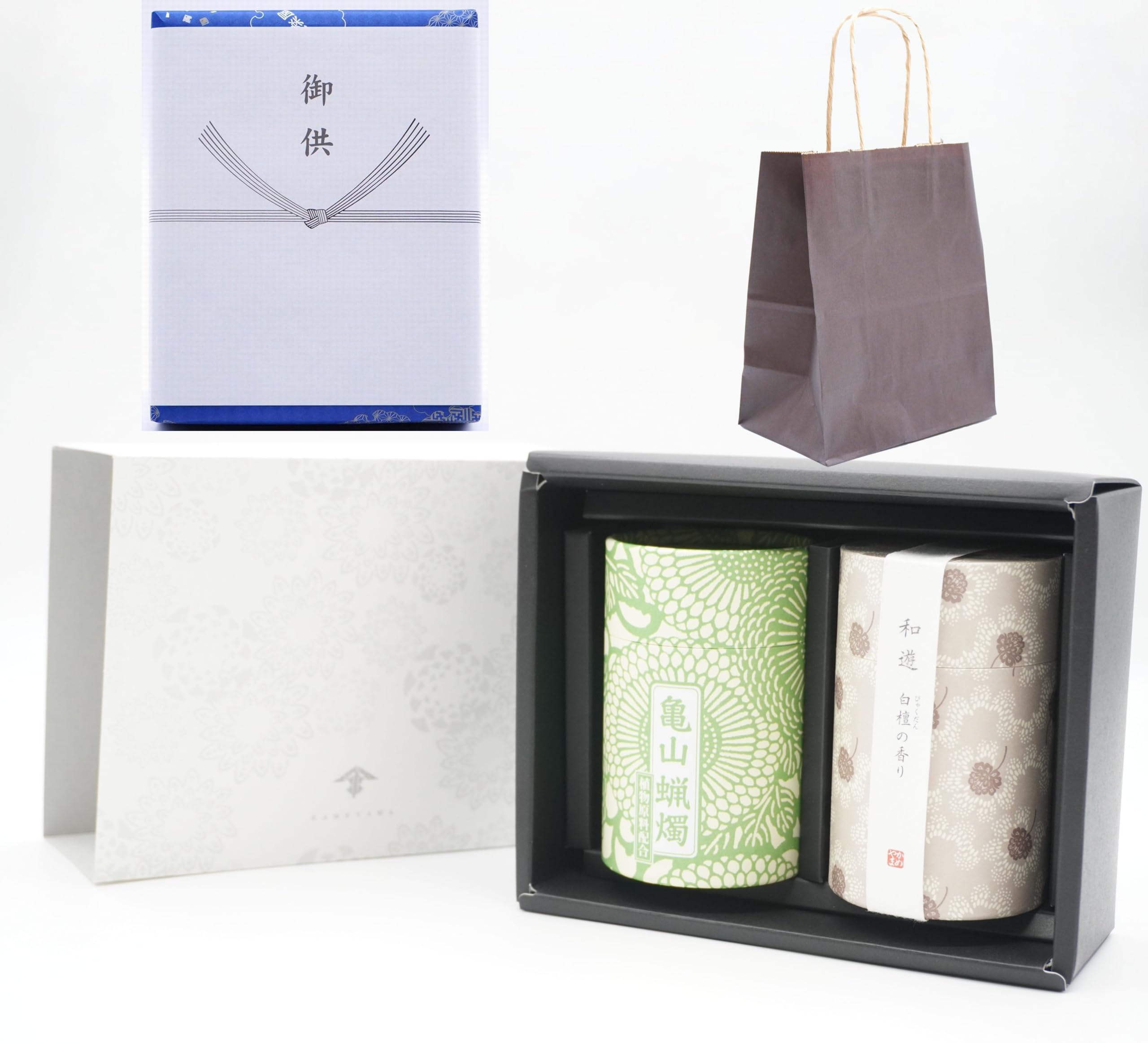 

[Includes a carry bag] Wa-Yu Assorted Incense Sticks (Sandalwood Scent and Sootless Candle Assortment) Mini Size, Low-Smoke Incense, Gift Wrapping,