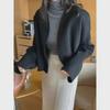 Korean Style Autumn/Winter Solid Color V-Neck Loose Wool Coat
