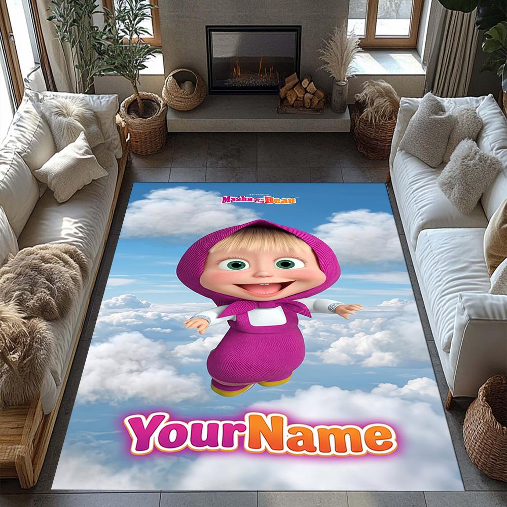 Masha Bear Personalized Name Floor Mat Suitable for Kitchen Balcony Living Rooms Dining Room Anti-slip Rug Anime Office Decor