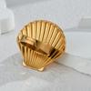 Freeteeme Ocean Element Ring for Women Men Stainless Steel Gold Color Starfish Shell Open Rings Sea Series Jewelry Couple Gift