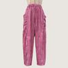 Women Pants Elastic Waist Striped Design Wide Leg Casual Trousers with Pockets Work Travel School All Day Wear