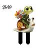 Healing Frog Decoration Cartoon Garden Stake, 2D Acrylic Cute Decoration, Waterproof Stake Outdoor Yard Art for Lawn Flower Bed Planter Decor