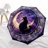 Black Cat Print Folding Umbrella, Stylish and Cool, Ideal for Daily Commutes, Lightweight and Durable, Large Size, Adjustable, Perfect for T