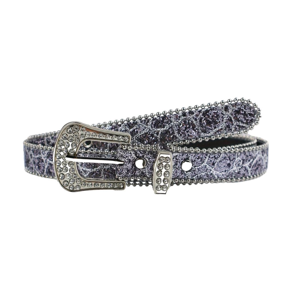Shinning Rhinestone Belts for Y2k Girls Adjustable Pin Buckle Belt for Cowboy Cowgirl Teens Female Jeans Skirt Waistband