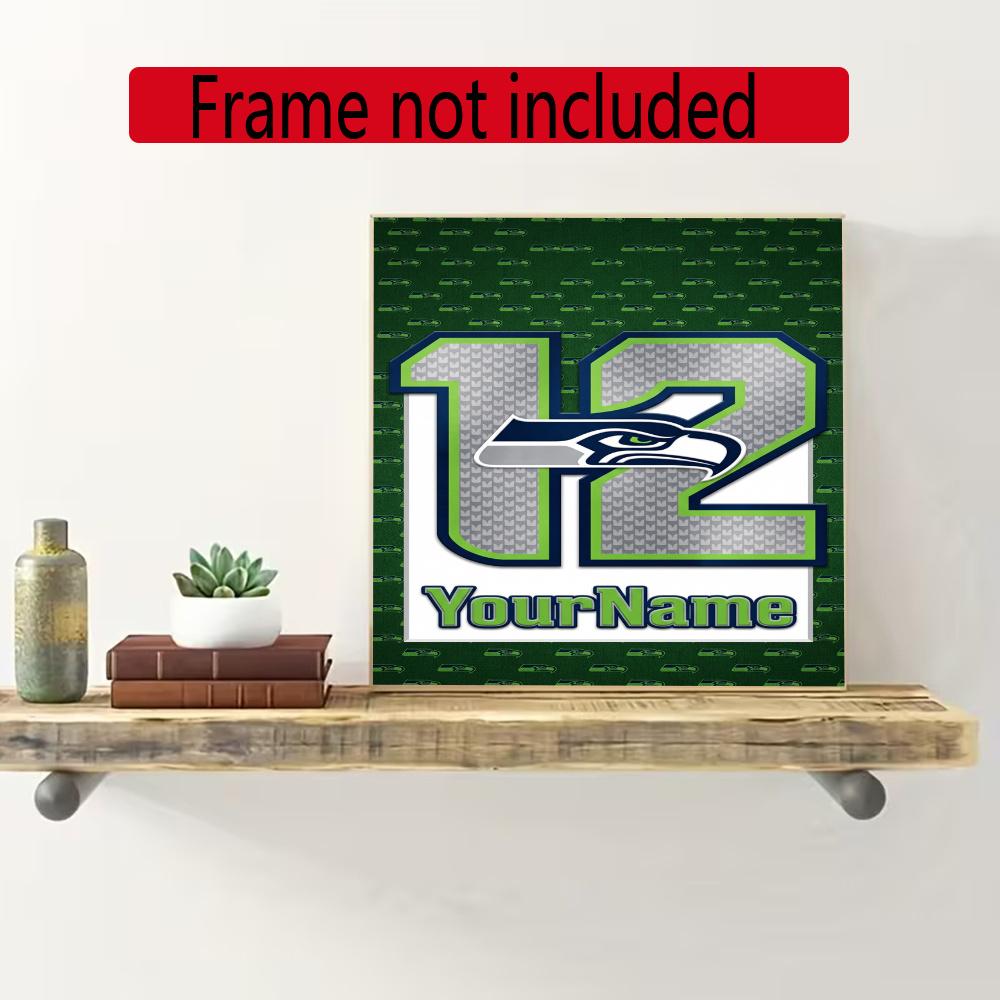 Seattle Seahawks Personalized Text Diamond Painting Round Diamond Mosaic Rhinestones Diamond Embroidery Craft Kit Wall Decor Without Frame