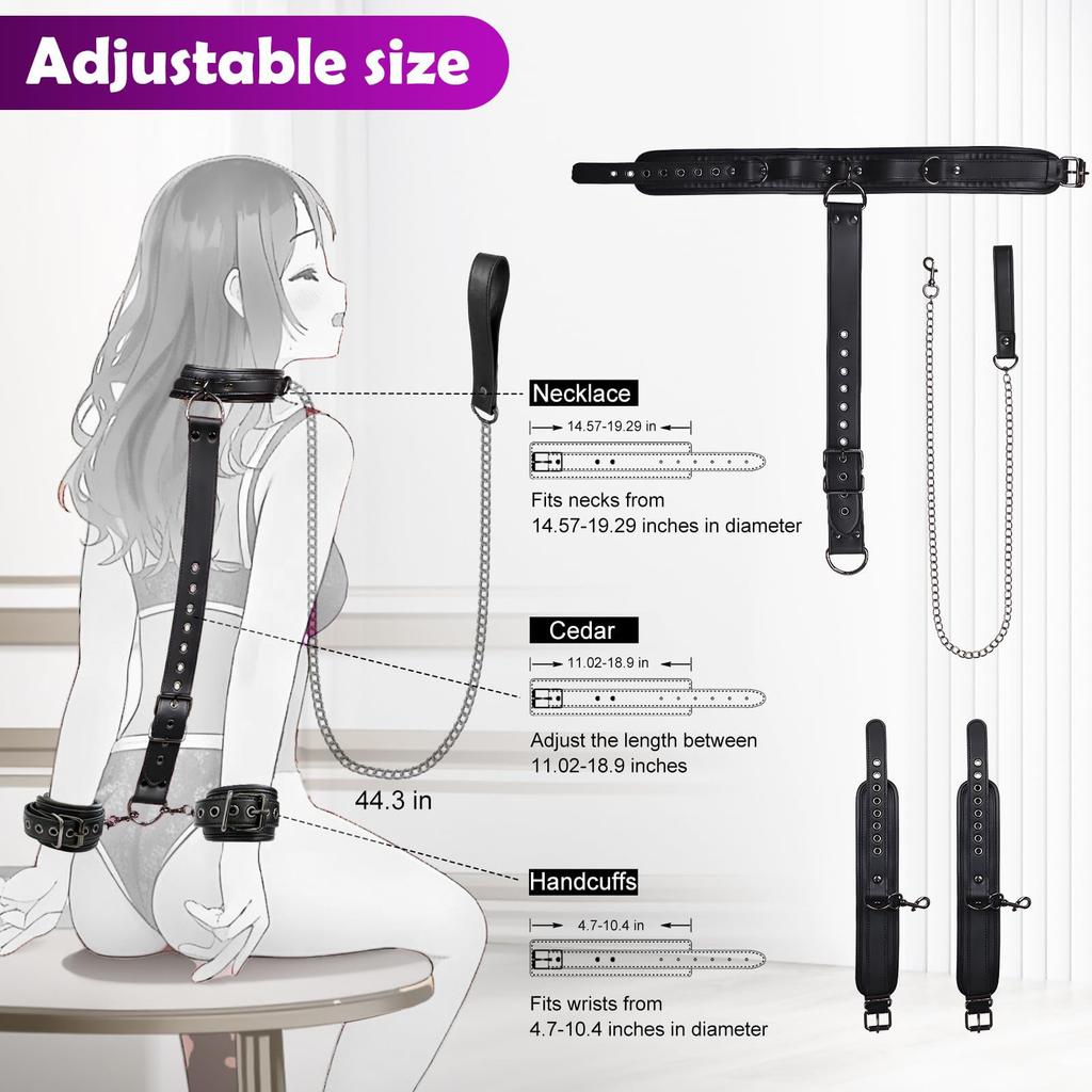 Bondage Sex Restraints Set For Couples Sex Toys Neck to Wrist Restraints with Collar Bondage Gear Accessories Adults SM Toy