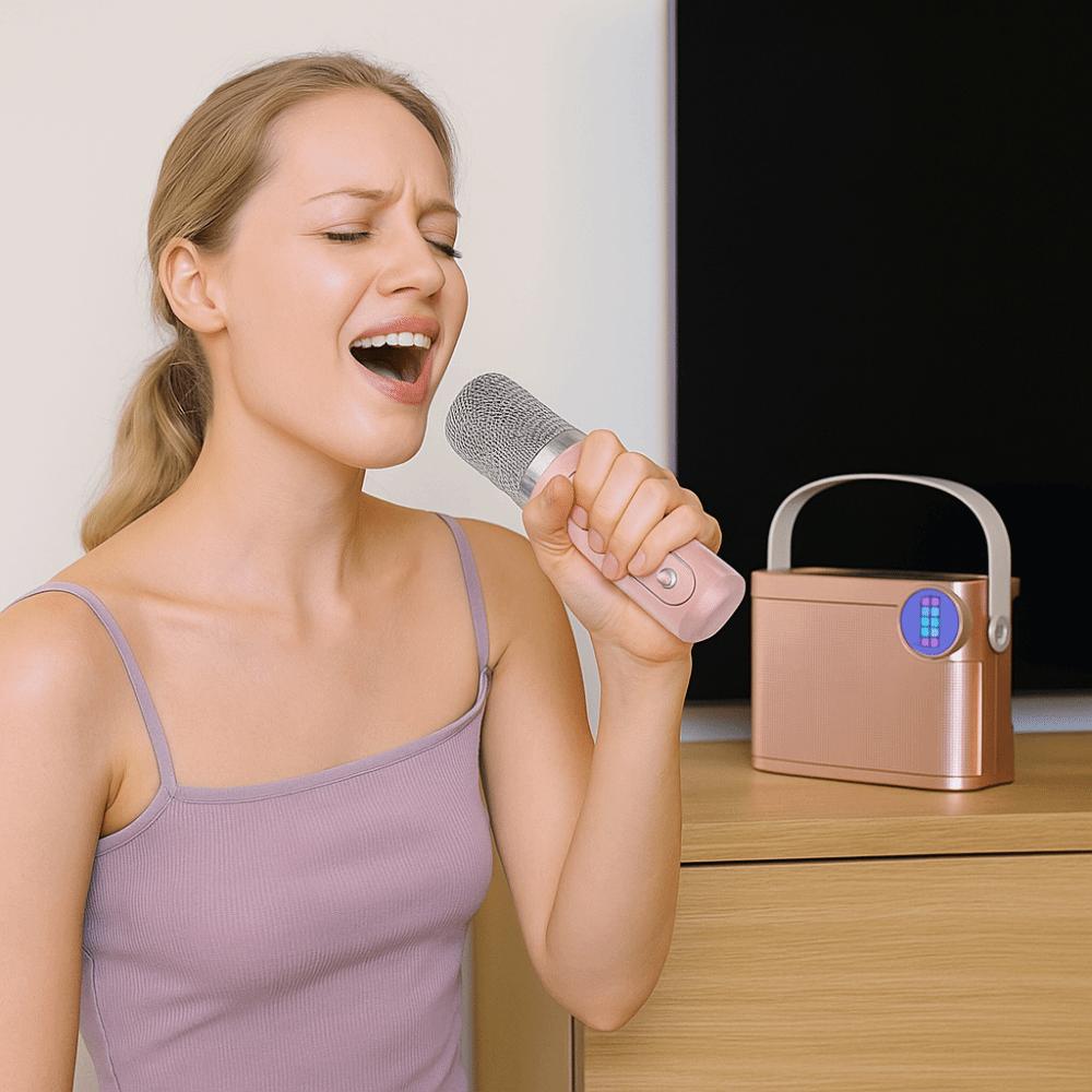 With Dual Microphone Karaoke Speaker Bluetooth 5.3 Wireless Microphone Speaker  Family Party