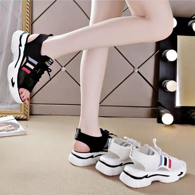 Dámské ležérní sportovní sandály, pletené, s tlustým dnem, protiskluzové, lehké, prodyšné, sportovní, lehké a pohodlné