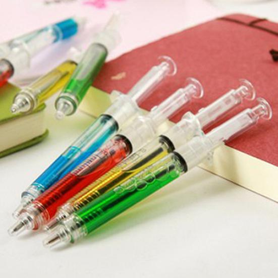 Syringe Injection Shape Ballpen 4Pcs/Set Doctor Nurse Gift Liquid Pen Ballpoint