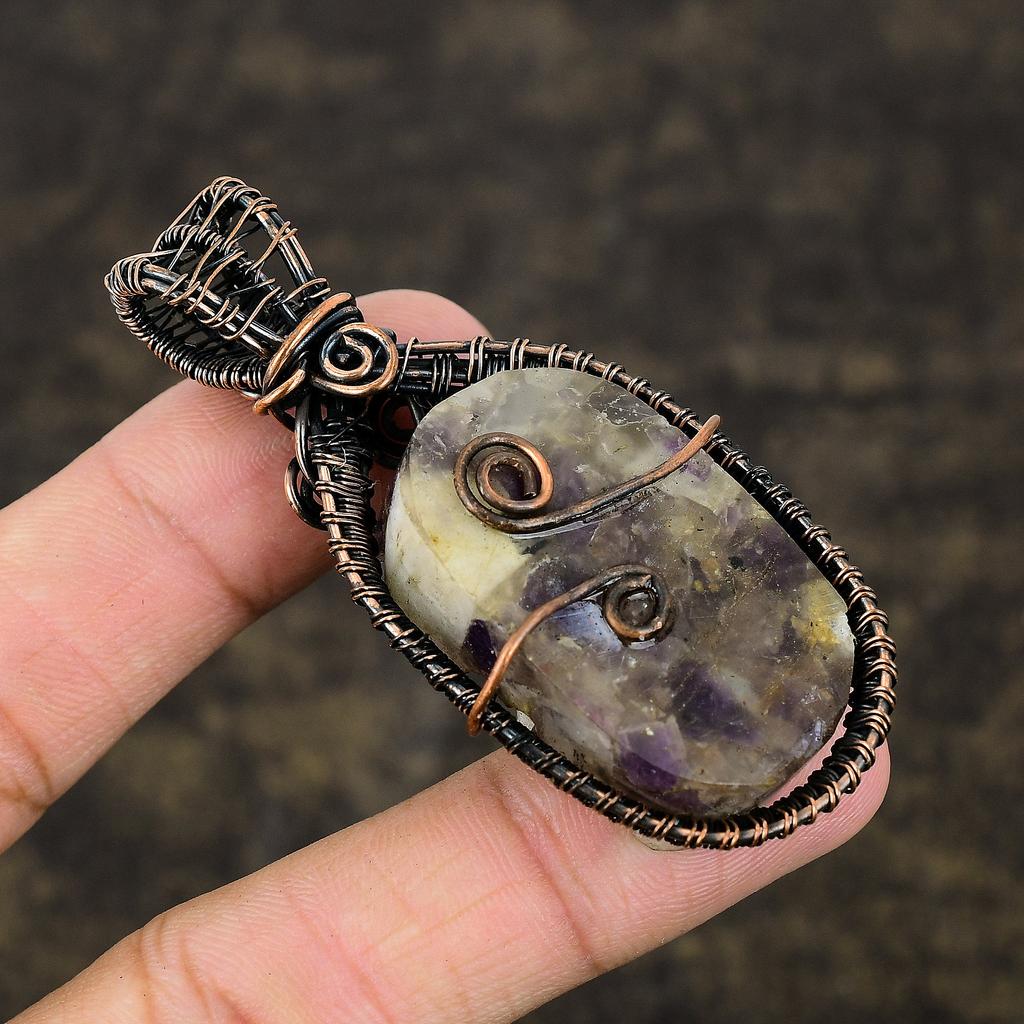 Titanium Druzy Handmade Copper Wire Wrap Jewelry Pendant 2.8 F7c12