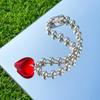 Hip Hop Colorful Love Heart Pendant Necklace Women Punk Silver Color Beads Chain Grunge Jewelry Accessories Steampunk