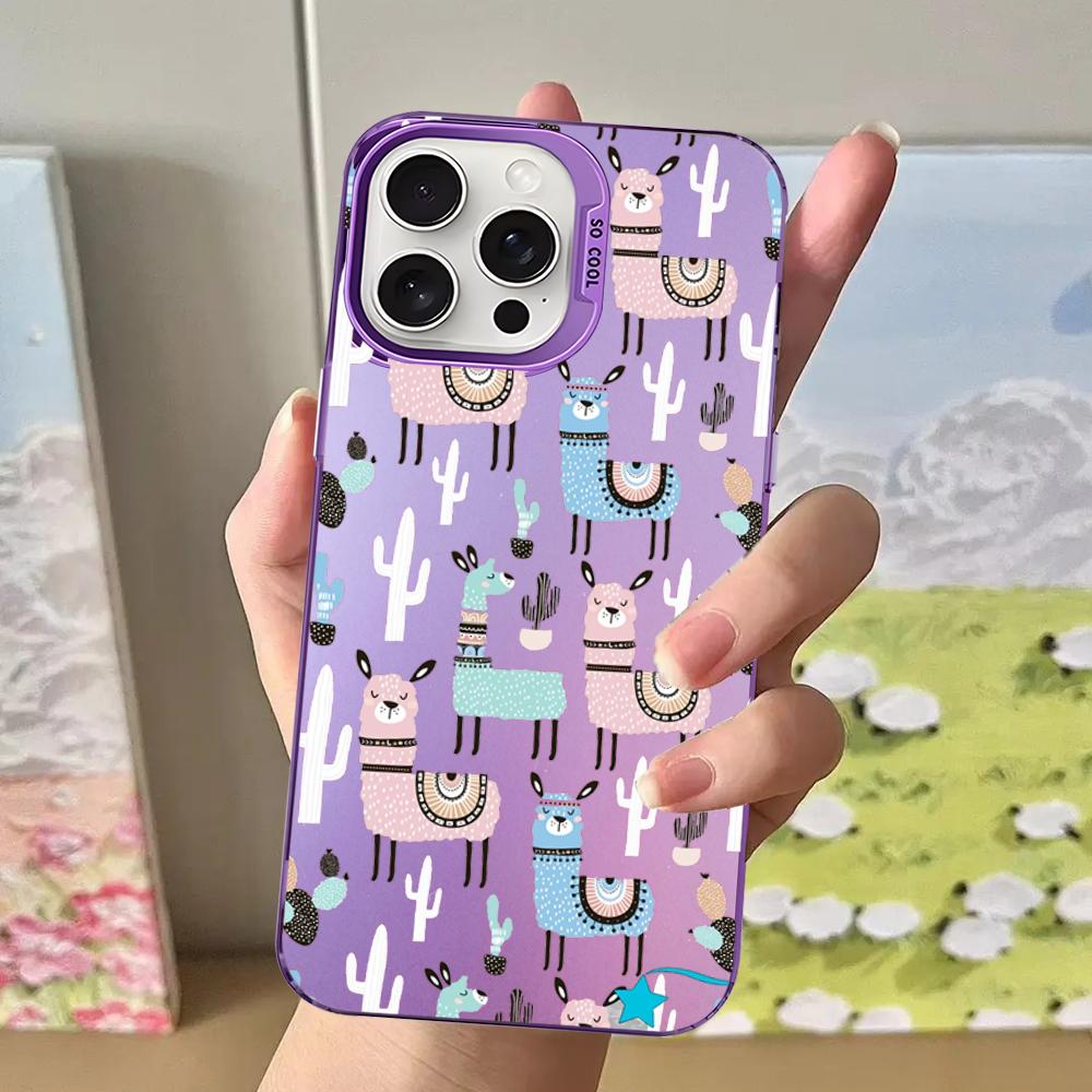 

Мультяшные Альпаки Цветной Чехол для Телефона Для IPhone 16 15 14 13 12 11 Pro Max X XR XSMAX Plus Матовый Ударопрочный Задний Чехол iPhone 16 plus
