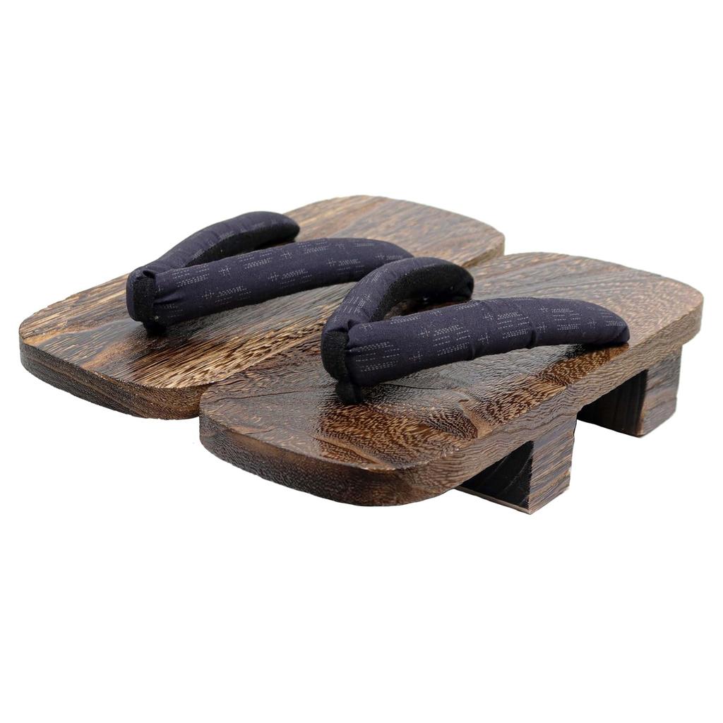 Geta with Two Patterned Paulownia for Men Brown [KYOETSU] (Japanese Clogs) Teeth, Straps, Base, (27.0cm, 3)