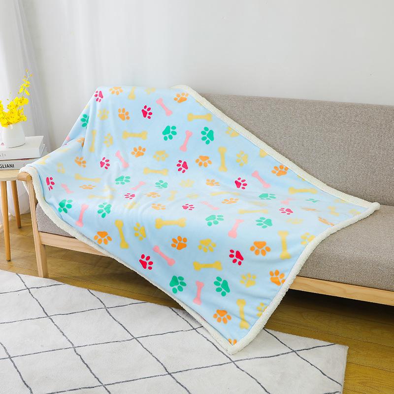 Flannel Sherpa Thickened Double-Layer Pet Blanket and Dog Bed Mat