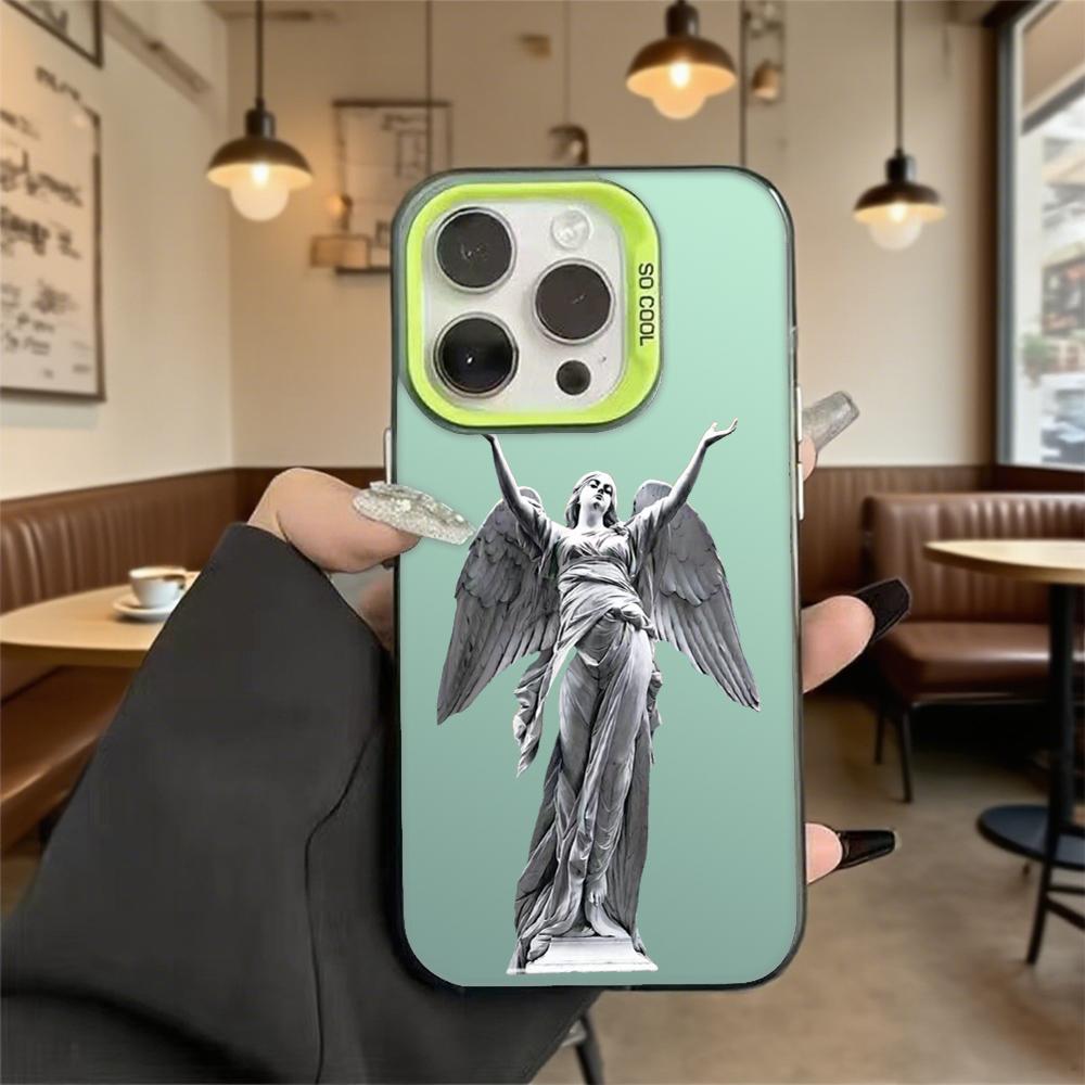 Angel Statue with Open Arms Hard Phone Case for Iphone 16 15 14 13 12 11 Pro Max Mini Shockproof Anti-Scratch Protective Cover