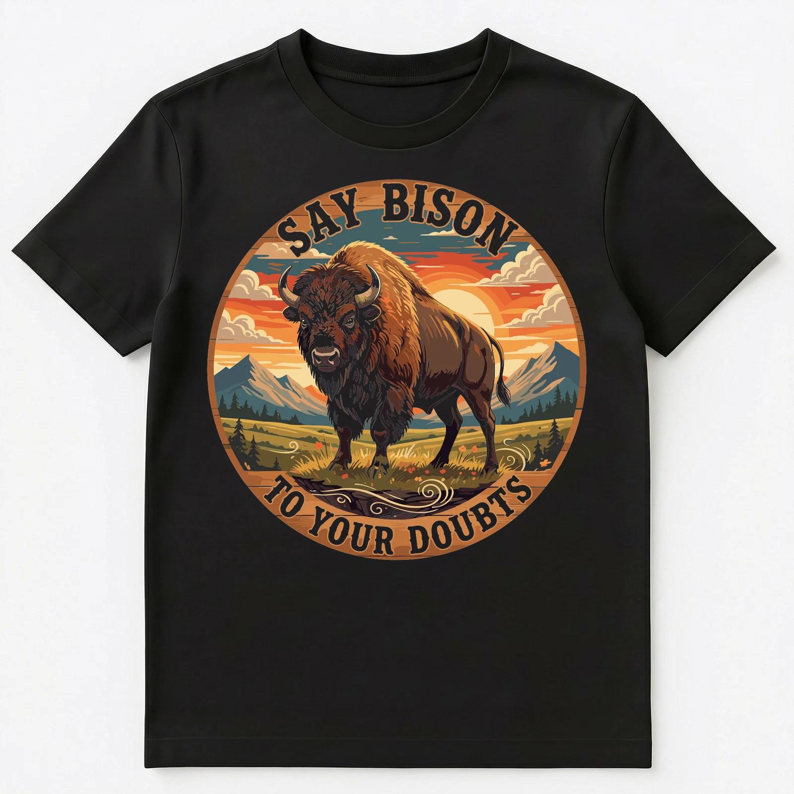 

Inspirational Bison Motivational Sunset Landscape Design Unisex T-Shirt 2XL