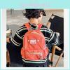 Solid Color Simple Letter Decoration Children Backpack With Multi Pocket