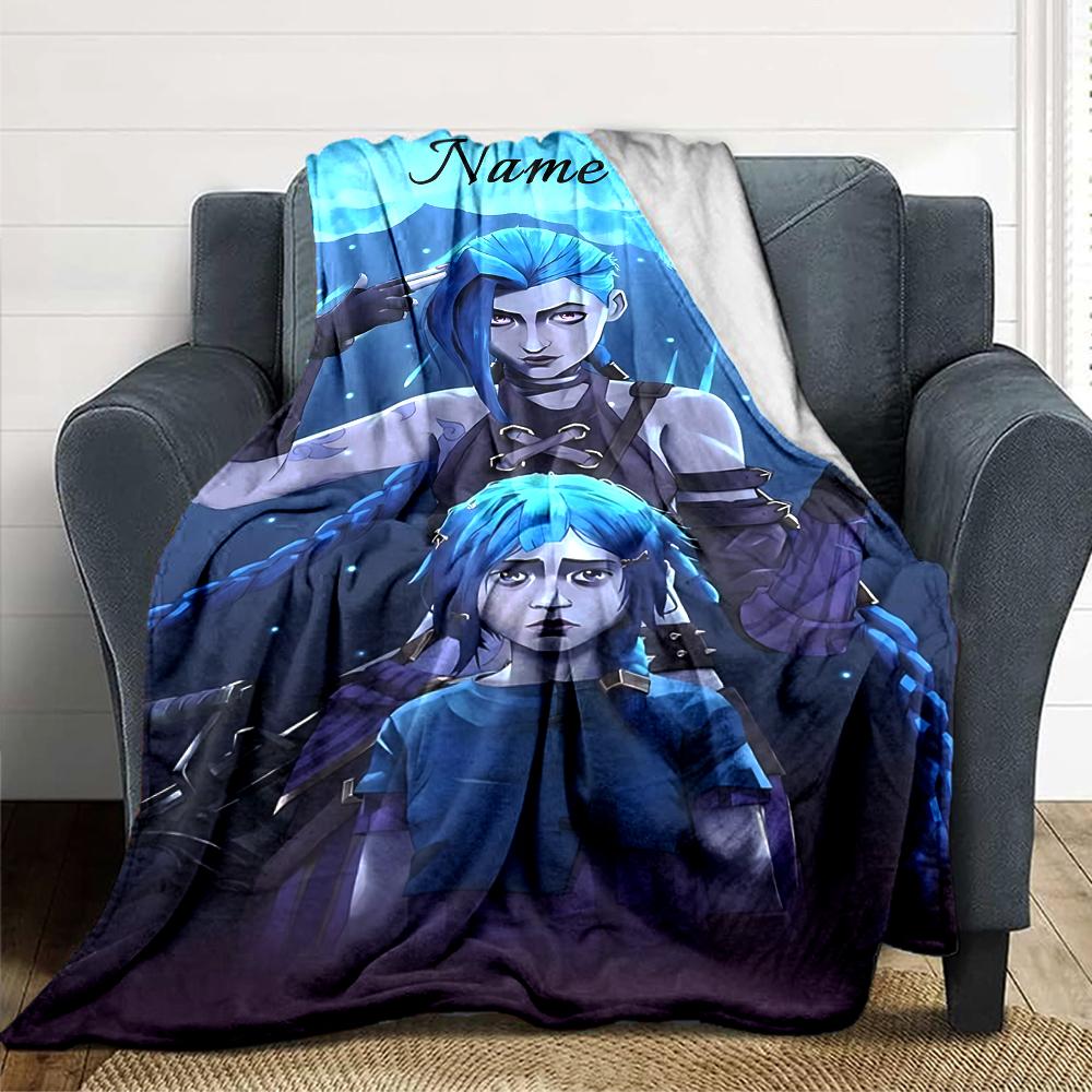Custom Name Pink Hair Warrior Blanket for Couch & Bed, Plush Cozy Fuzzy Blanket Super Soft & Warm Blankets for Fall and Winter. 0908173