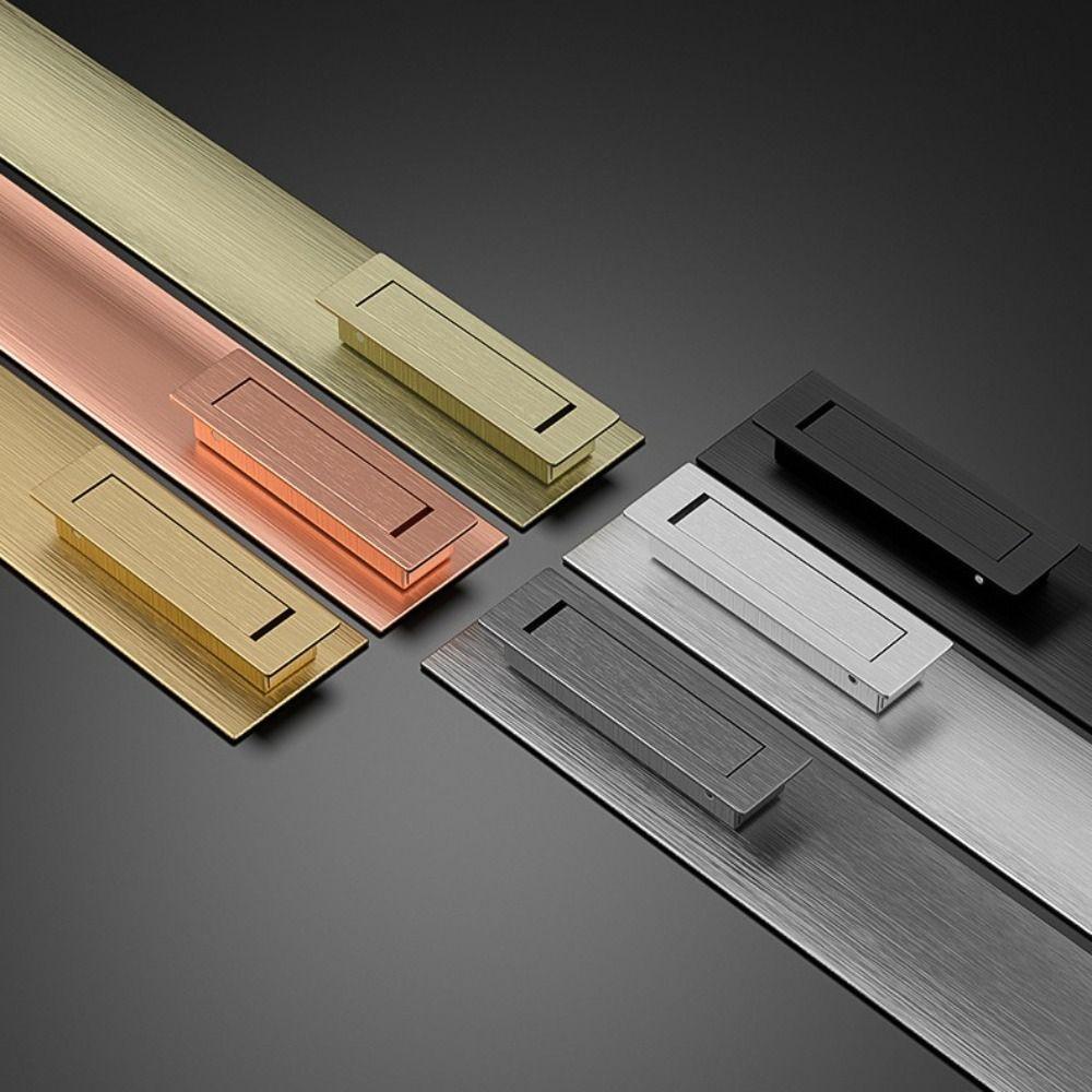 Door Stainless Steel Cabinet Door Handle Hidden Invisible Drawer Handle Embedded Durable Concealed Handles Sliding Door