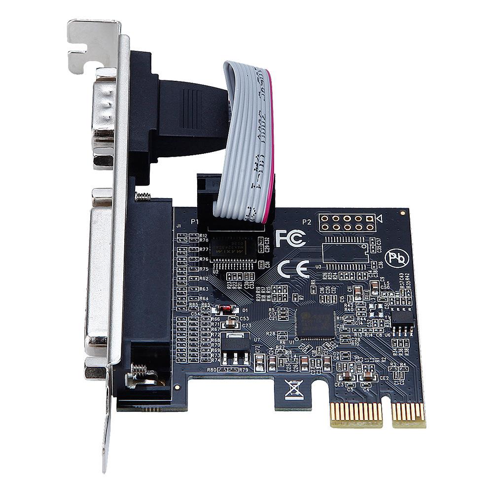 TXB075 PCI-E 1X Parallel + 1 Serial COM Port RS232 Adapter To 9-Pin Expansion Xard AX99100-PCIe