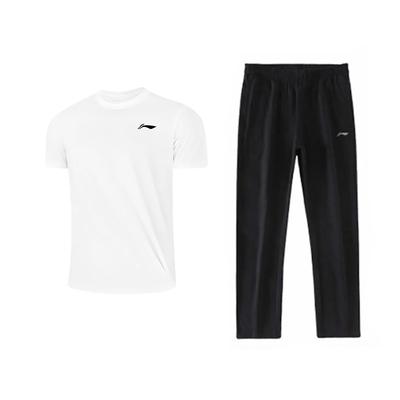 Plain Simple Fashion Loose Breathable Comfortable Versatile Round Neck Pullover Short Sleeve T-Shirt Casual Sports Set YATV113-1+AKLU881-1