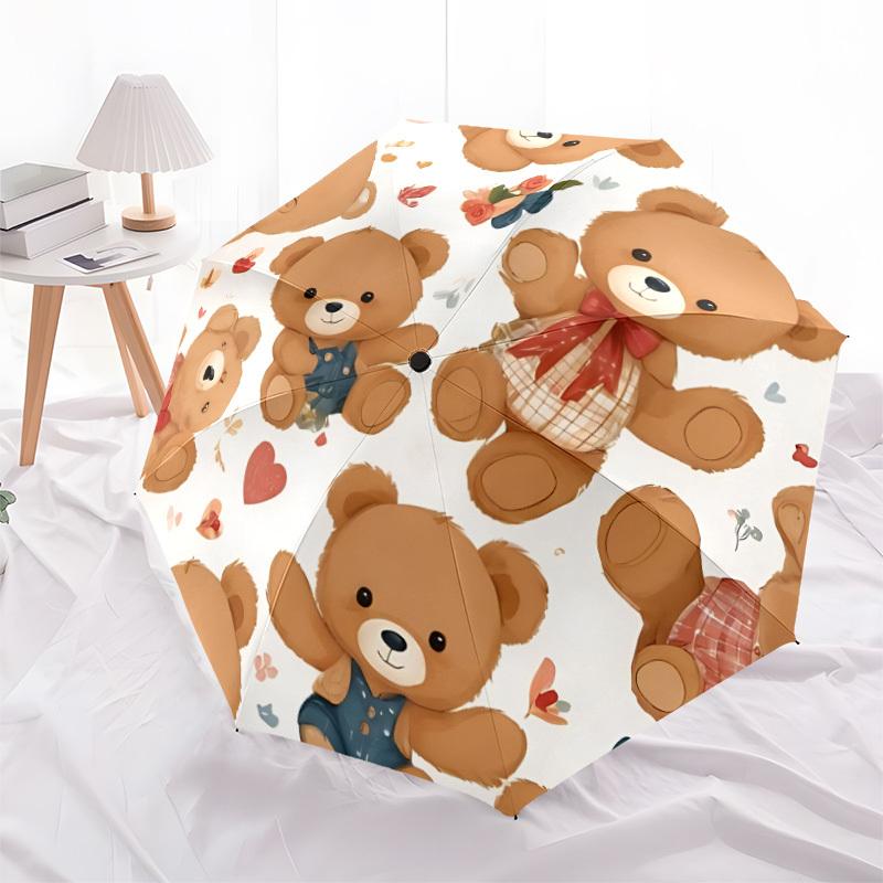 1pc Teddy Bears Automatic Umbrella | Portable Foldable 8-Rib Manual Open, Cute Birthday & Holiday Gift for Outdoor yy260107100