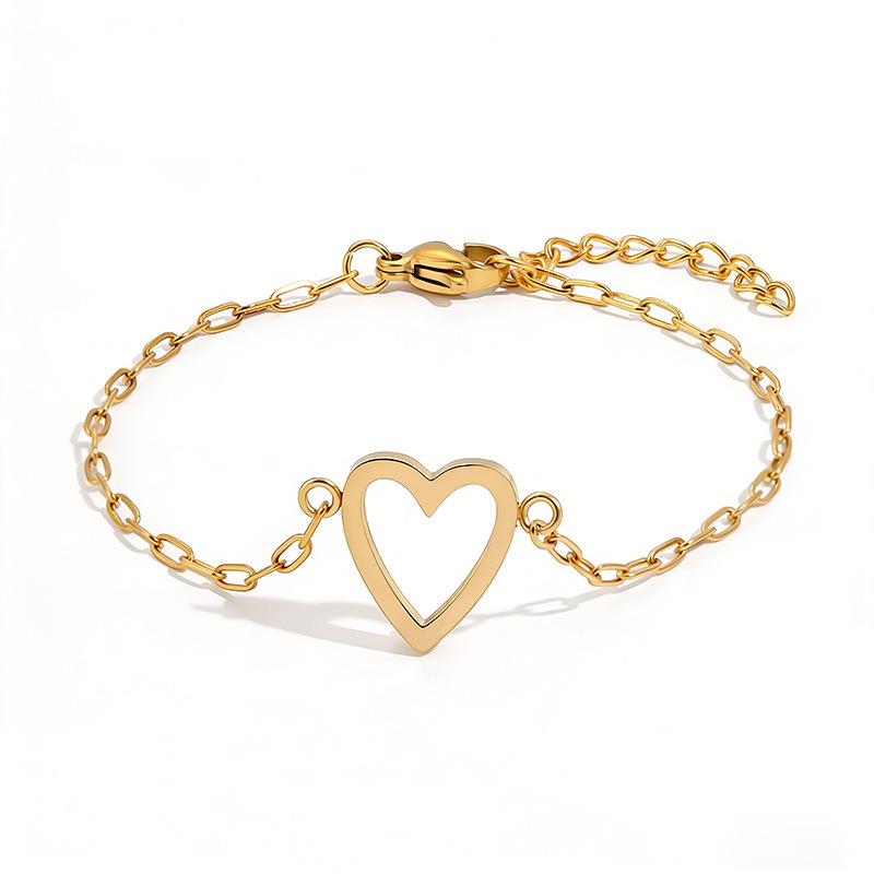 Simple and non-fading titanium steel hollow pull love couple advanced sense two-piece set casual versatile