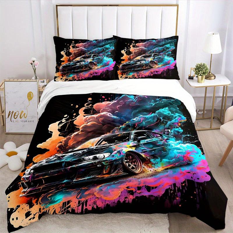 3pcs Car Smoke 1Cover + 2Pillowcases, PillowInserts NotIncluded, Machine Washable, All - Season Use, Suitable for Bedroom Guest Room89