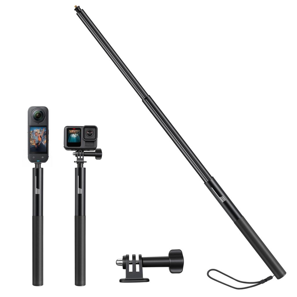 51Inch Selfie Stick for Insta360 X5 X4 Air Go Luna Ultra Aluminum Invisible for GoPro13/12 Mission for DJI Osmo Nano Action 6 5 4 Pocket 4 3 Accessori