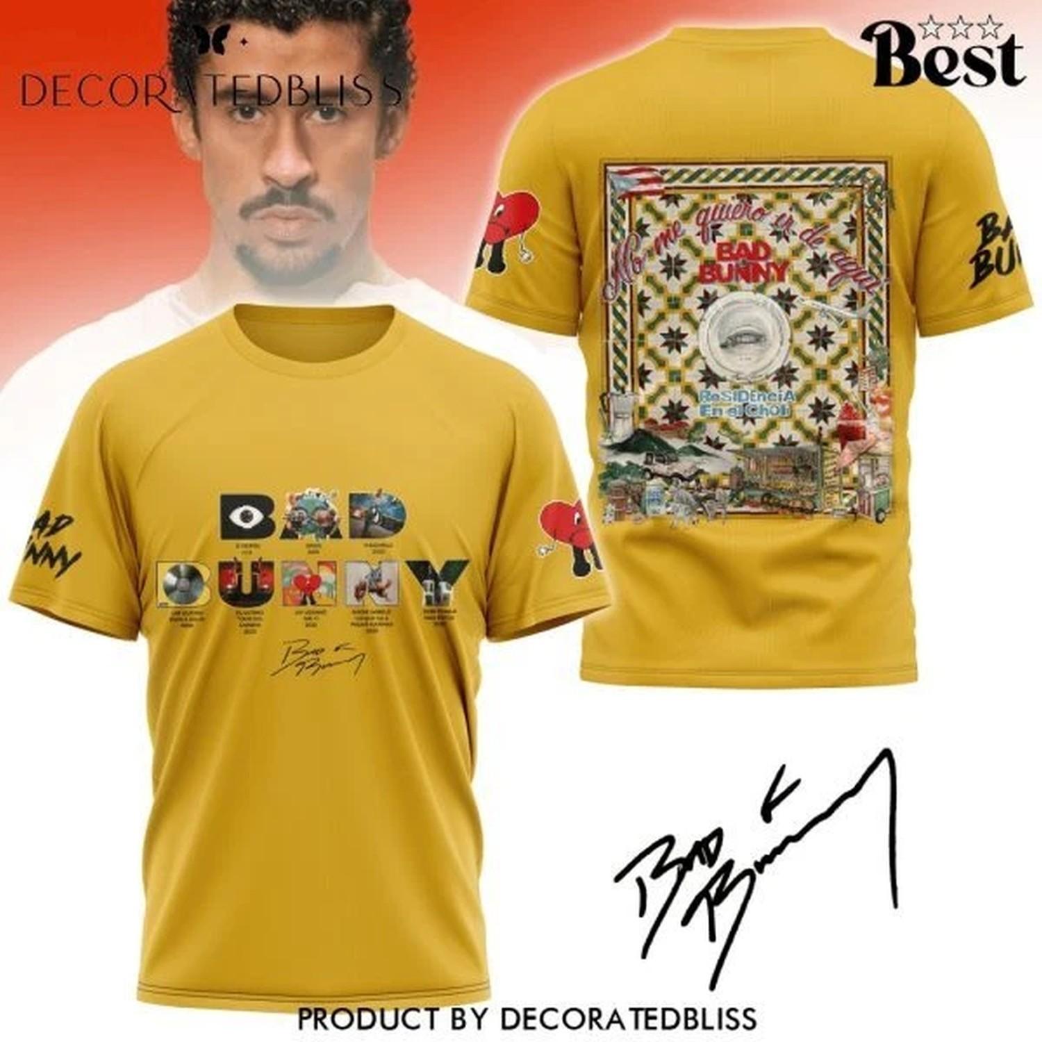 3D Unisex Bad Bunny Residencia En El Choli Signature T-Shirt S-6XL Multicolor XXL