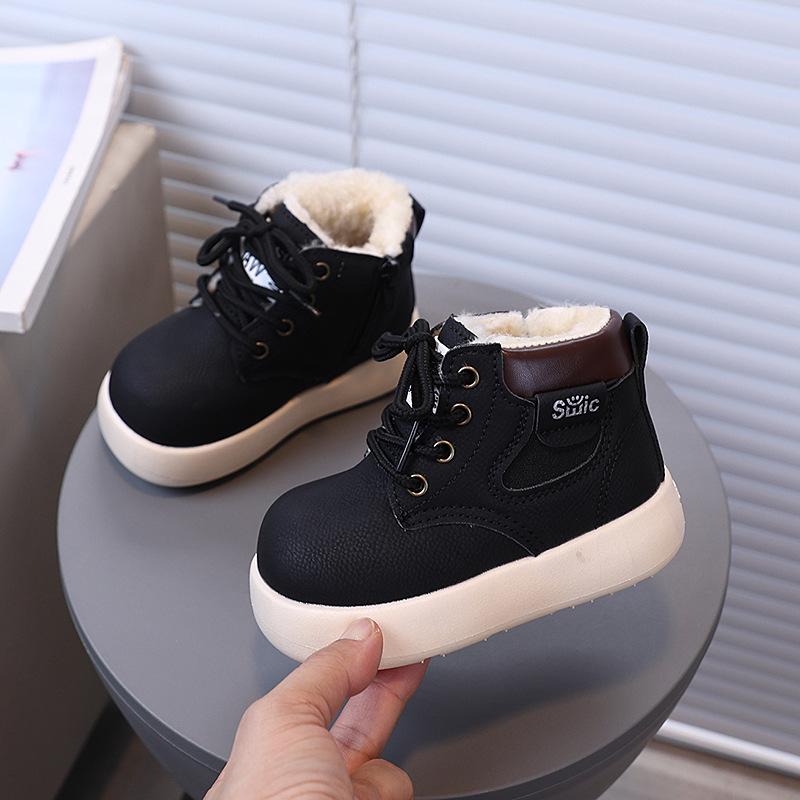 Leichte Retro Unisex Kinder Stiefel mit dicker Sohle aus gelbem Leder, Herbst 2025 Kollektion