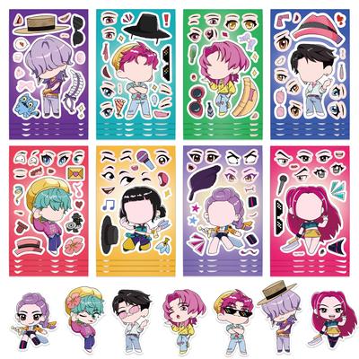 8/16Pcs Cute KPop Demon Hunters Puzzle Stickers Make A Face Cartoon for DIY Phone Laptop Luggage Skateboard Graffiti Decals