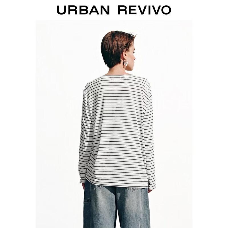 UR Women's Casual Color-block Stripe Loose Long-sleeve T-shirt