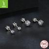 Simple Sparkling Mozzarella Diamond Stud Earrings, Classic Sparkling Four-Claw Inlaid 925 Sterling Silver Stud Earrings.