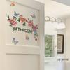Self-adhesive Bathroom Sticker English Butterfly Flower Sticker Beautiful   Toilet