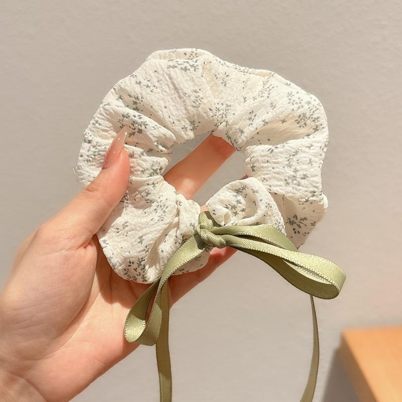 Korean Style Spring/Summer Floral Intestine Hair Scrunchie for Women – Elegant Ponytail Tie and Mori Girl Accessory.