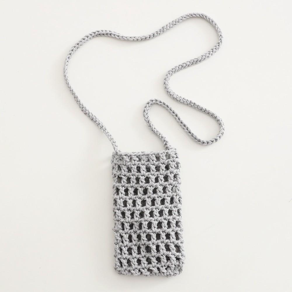 Fashion Vibrant Colorful Knitting Phone Bag Lightweight Hollow Design Beach Purse Portable Small Shoulder Bag Beach Travel