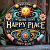 Vintage Welcome Sign Round Iron Wall Art for Patio Garage Door Decoration Halloween Home Decor