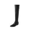 Cowhide French temperament thick heel knee boots two wear foldable women's boots western boots knee boots women