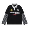 American Vintage Streetwear Polo Sweatshirt Mens Long Sleeve Striped Casual Top