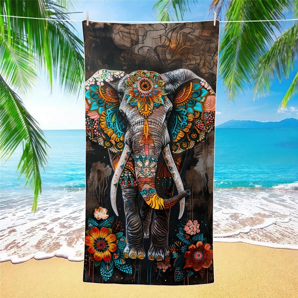 

Colorful Elephant-Printed Beach Towel for Tropical Getaways! Suitable for towels, bath towels, beach towels W40*H60(CM)
