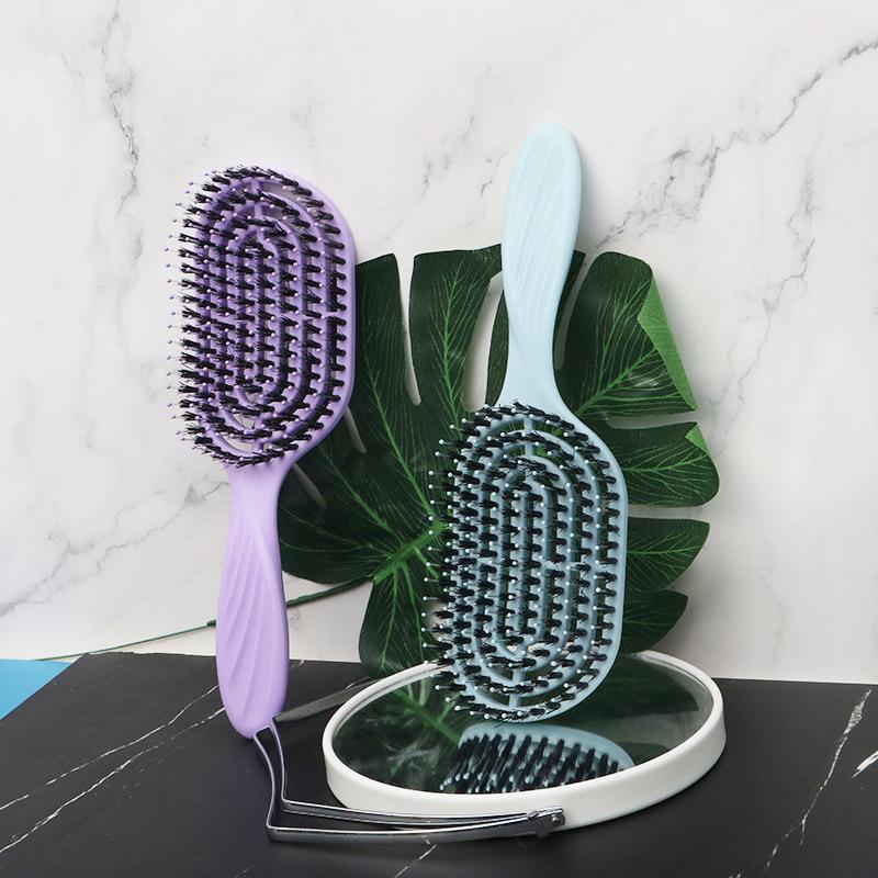 Hair Brush Boar Bristle Massage Comb Anti-Static Hair Scalp Styling Detangling Hollow Out Nylon Teeth Comb Air Bag Comb