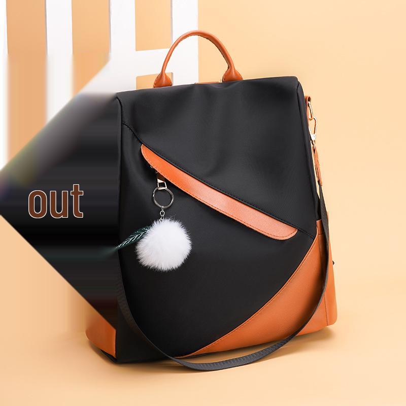 Women's Color Block Anti-Theft Backpack - Large Capacity, Casual & Commuting