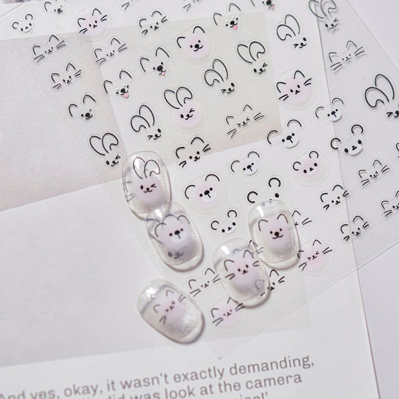 

Cute Facial Expression Nail Stickers New Arrival Relief 3D Children Cute Pet Cat Dog Nail Stickers Decorations Cute expression 5169