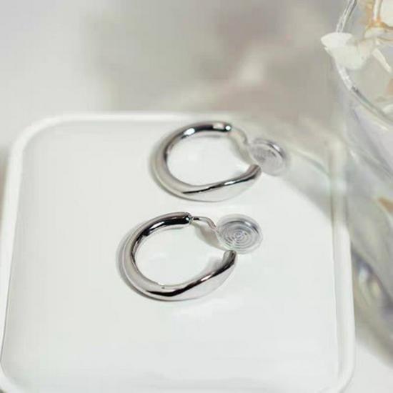Silver Geometric Minimalist Mosquito Coil Holder Ear Cuff Earrings