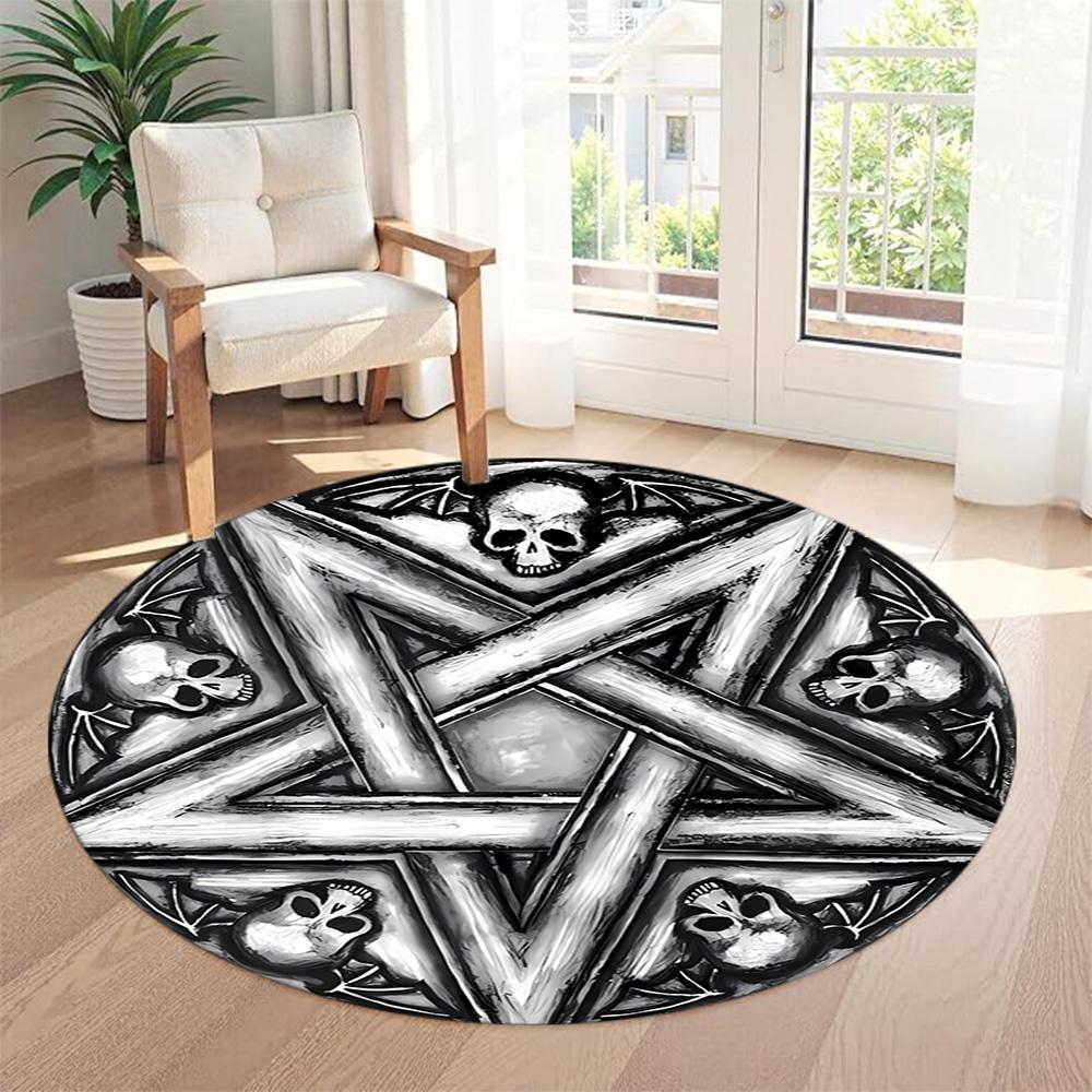 Magic Pentagram Round Floor Mat Perfect for Study Room Balcony Bedrooms Dormitory Antislip Round Carpet Decorate Offices Gift for Festivals